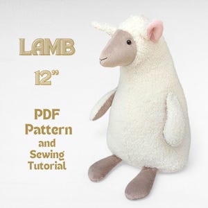 Lamb Sewing Pattern PDF, 12 inch Sitting Plush Toy, Easy DIY Stuffed Sheep Tutorial