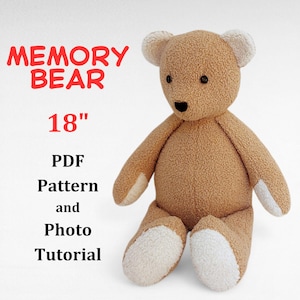Nähanleitung für einen Erinnerungsbären (PDF), 45 cm großes Stofftier, DIY-Erinnerungsbär aus Stoffresten, Sofort-Download