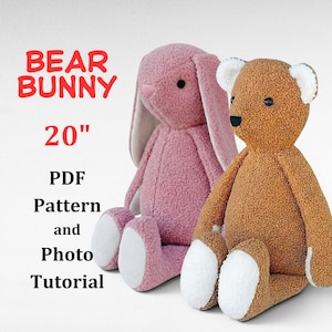 Nähvorlagen für Erinnerungsbär und -hase (PDF), Anleitung für Kuscheltiere, DIY-Erinnerungs-Plüschtier aus Kleidung