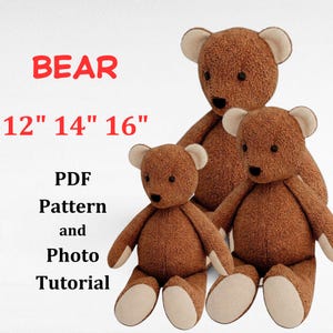 Memory Bear Sewing Pattern PDF, DIY Keepsake Stuffed Toy Tutorial, 3 Sizes Instant Download