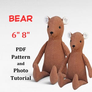 Nähanleitung für eine Mini-Bärenpuppe (PDF), Plüschtier-Tutorial für 15 cm und 20 cm große Waldtiere – Sofort-Download