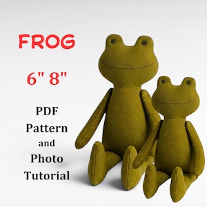 Patron de couture PDF pour peluche grenouille miniature, tutoriel pour poupée animal de la forêt à faire soi-même (15 et 20 cm), téléchargement instantané