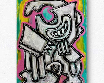 SLOOG Arte Original Colores Atrevidos Neoexpresionismo Enérgico Graffiti 12x16 Blobz