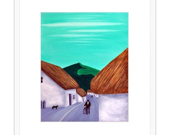 Connemara Irish Village Art Print – 8×10 Unframed Images of Ireland Fine Art Print