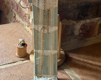 Striped Travel Jewellery Roll with Four Pockets Handmade Organiser