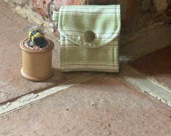 Travel Jewellery Roll • Green Stripe Fabric • Handmade Gift for Her