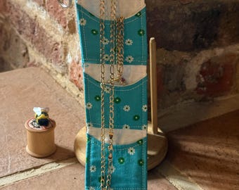 Floral Travel Jewellery Roll Handmade Organiser Gift for Her