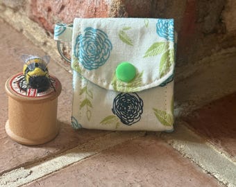 Travel Jewellery Roll • Teal & Floral Fabric • Handmade Gift for Her