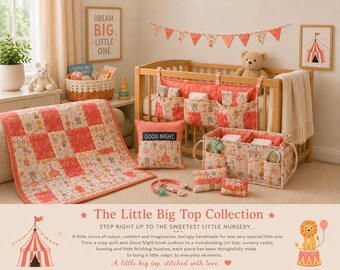Little Big Top Nursery Collection: Handmade Quilt, Cot Tidy, Caddy, Bunting (Circus Theme)