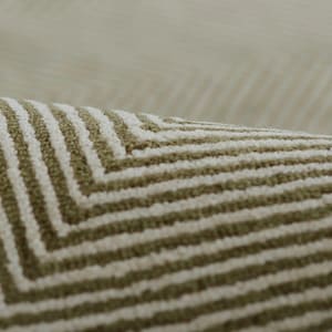Hand Tufted Loop Wool Rug | Green & Ivory Herringbone Area Rug | Scandinavian Modern Carpet