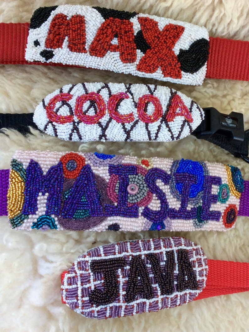 Custom animal collars in bead embroidery made special for each Etsy