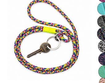Schlüsselband aus Segeltau 85 cm Handgemachter Schlüsselanhänger mit Edelstahlring & Karabiner Farbwahl  kombinierbar Geschenk für sie / ihn