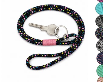 Schlüsselband aus Segeltau 85 cm – Handgemachter Schlüsselanhänger mit Edelstahlring & Karabiner – Farbwahl individuell kombinierbar