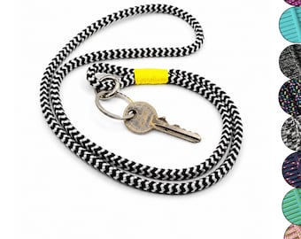 Schlüsselband aus Segeltau 85 cm Handgemachter Schlüsselanhänger mit Edelstahlring & Karabiner Farbwahl  kombinierbar Geschenk für sie / ihn