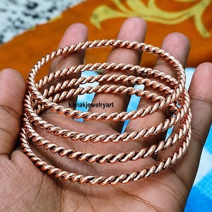 set of 4 Handmade Pure Copper Tensor Ring Bangle| Stacking Spiral Bracelet| Bracelets| Copper bangles|