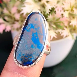 Chrysocolla Sterling Silver Ring| Statement Boho Designer Ring| Chrysocolla Gemstone Ring| 925 Sterling Silver Jewelry| Gift For Wife