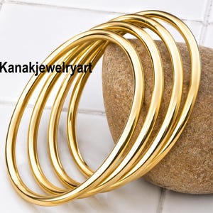 Pure Brass Handmade Bangle Set of-4| Minimalist Gold Filled Stacking Bangles| Solid Brass minimalist| stacking style Bracelet set-4 gifts|