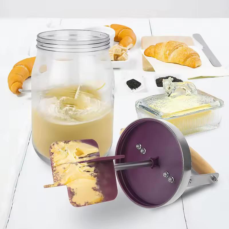 Fouet à beurre manuel en verre de haute qualité, 1000 ml et 1500 ml, avec manivelle