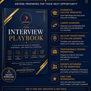The Interview Playbook | Printable Interview Workbook & Job Interview Guide | STAR Method, Interview Prep, Career Change, PDF Download