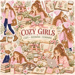 Cozy Feminine Junk Journal Kit, Vintage Botanical Digital Scrapbook & Ephemera Bundle