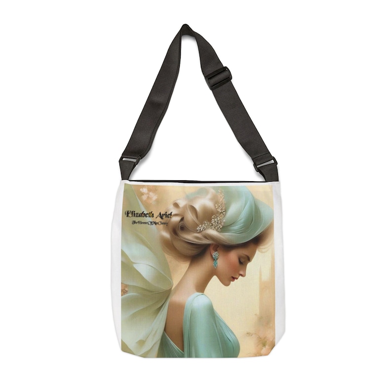 ロマンティックアートトートバッグ（調節可能）、エリザベスアリエル ミント＆ローズ 画像 1