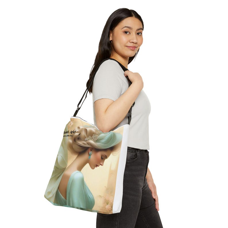 ロマンティックアートトートバッグ（調節可能）、エリザベスアリエル ミント＆ローズ 画像 6