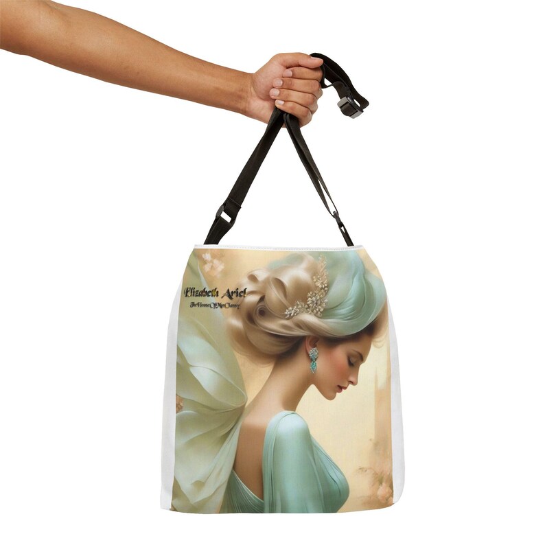 ロマンティックアートトートバッグ（調節可能）、エリザベスアリエル ミント＆ローズ 画像 3