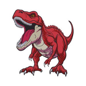 Roaring Dinosaur Embroidery Design, T Rex Machine Embroidery File, Kids Shirt Pattern, Digital Download