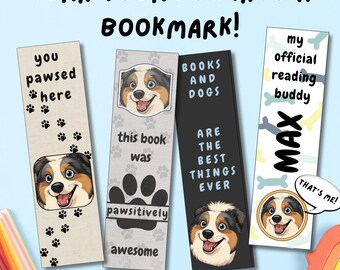 Custom Dog Bookmark Set, Printable Gift for Kids, Personalized Pet Bookmarks, Dog Cartoon Art Digital Download