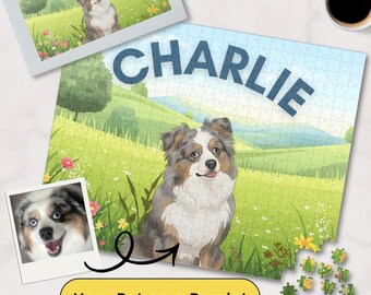 Custom Pet Puzzle from Photo – Personalized Cartoon Dog or Cat, Spring Background Jigsaw Gift
