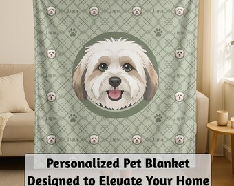 Personalized Pet Blanket Custom Dog Cat Throw Nature Inspired Earthy Home Decor Velveteen Plush
