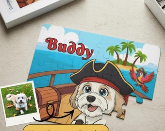 Personalized Pirate Puzzle – Custom Dog or Cat Gift for Kids, Cartoon Jigsaw