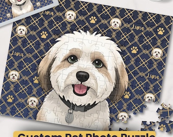 Custom Pet Photo Puzzle From Picture, Personalized Dog or Cat Puzzle Gift, Custom Jigsaw Puzzle for Pet Lovers