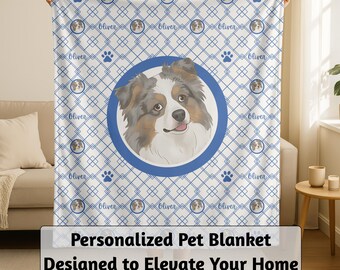 Custom Pet Photo Blanket Personalized Dog Cat Portrait Bold Colorful Throw Velveteen Face Gift