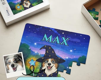 Wizard Puzzle for Kids, Custom Pet Jigsaw Gift, Personalized Dog or Cat Puzzle