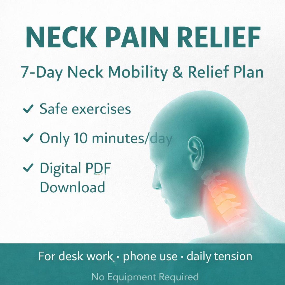 Screen Neck Neck Pain Relief PDF 7 Day Neck Mobility and Posture Plan Gentle ...