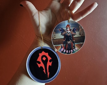World of Warcraft Custom Character Ornament – Double-Sided Sublimated Keepsake - Choose your faction or class!