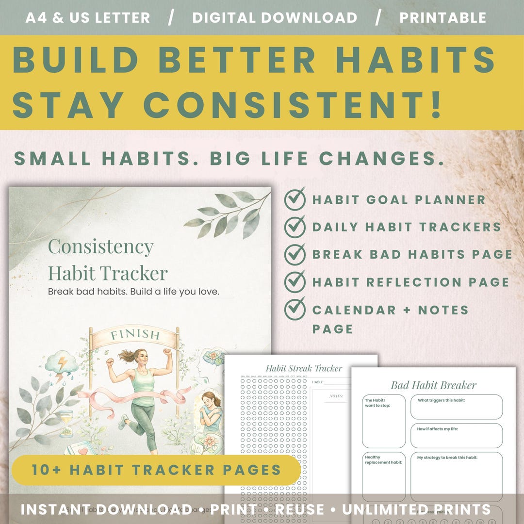 Habit Tracker Bundle Printable | Consistency Planner | Daily Weekly ...