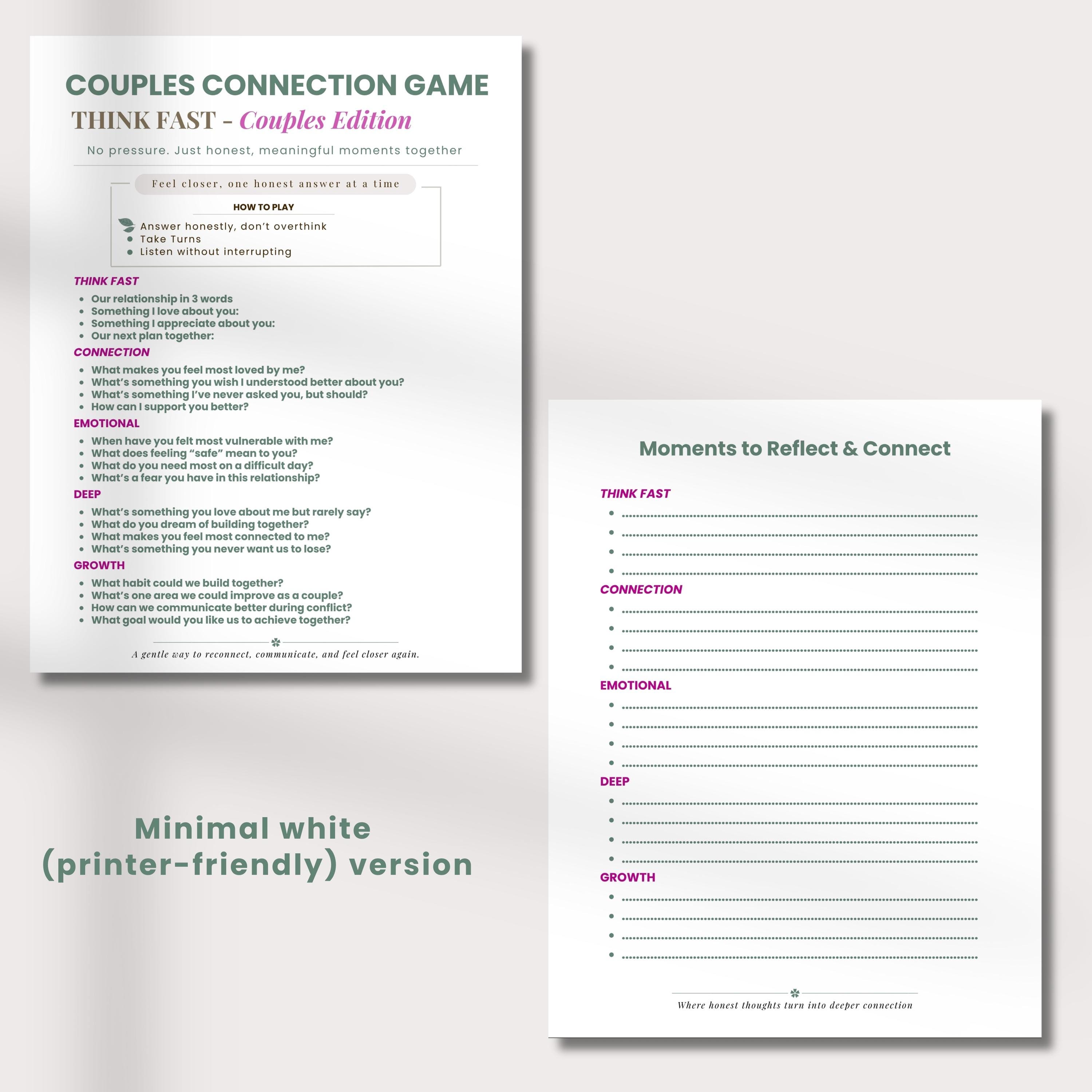 Couples Connection Game Printable | 20 Meaningful Questions ...