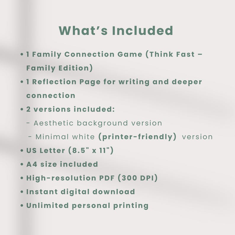 Family Connection Game Printable | Think Fast Questions | Family ...