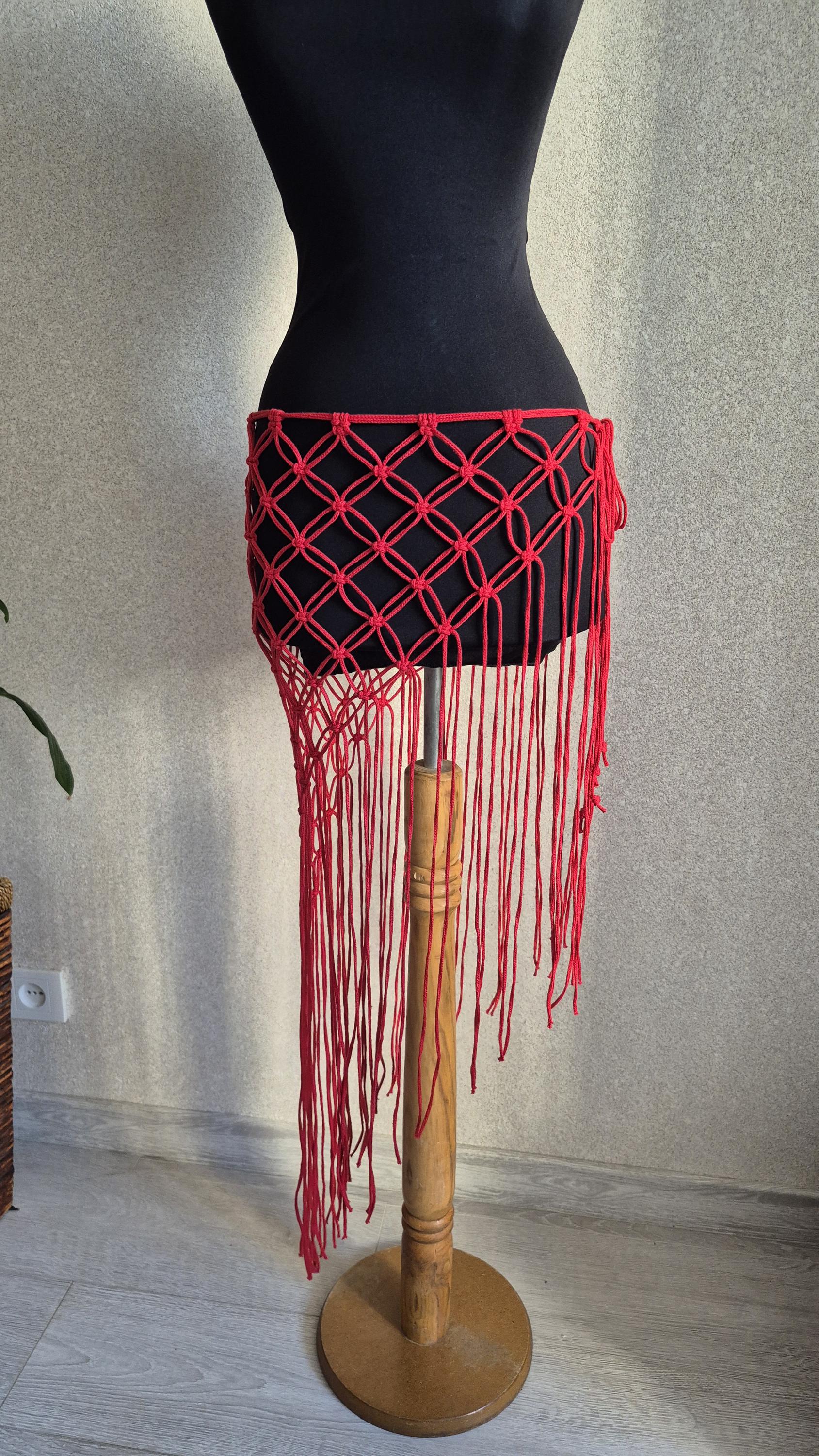Macramé or crochet fringe Festival skirt or belt Rivington Skirt | Macrame Fringe Trim Midi Skirt | Hunter Bell main image 3