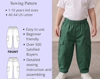Naaipatroon voor een wijde broek voor kinderen | Broek met ballonpijpen | Naaipatroon voor een linnen broek voor dames | Digitale download | Broek met wijde pijpen voor kinderen van 1-10 jaar