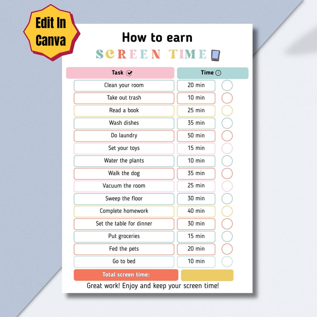 Screen Time Planner Printable | Digital Detox Planner | Daily Screen ...