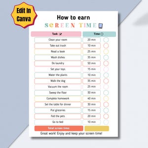 Screen Time Planner Printable | Digital Detox Planner | Daily Screen Time Tracker | Kids & Adults Device Usage Log | Instant Download PDF
