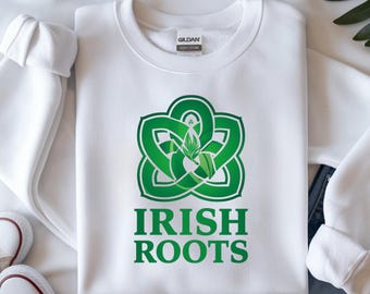 Irish Roots PNG Celtic Knot Shamrock Design Irish Heritage Quote Clover Sublimation File St Patrick’s Day Shirt Graphic