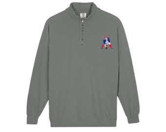 Patriots Patriotic Flag Bear Quarter-Zip Sweatshirt | Small Chest Patch, Americana