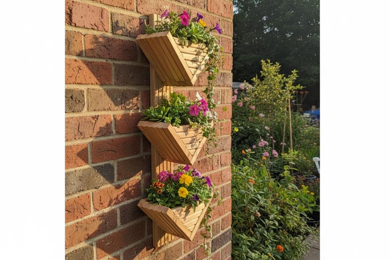 Triangular Pots 3-tier Diamond Wall Planter - Geometric Wood Garden Decor - Etsy UK