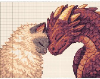 Cat & Dragon Noggin Love Gesture Crochet Colorwork Pattern
