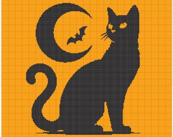 Halloween Cat Crochet Colorwork Pattern