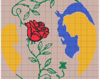 Beauty and the Beast Inspired Rose Crochet Colorwork Pattern